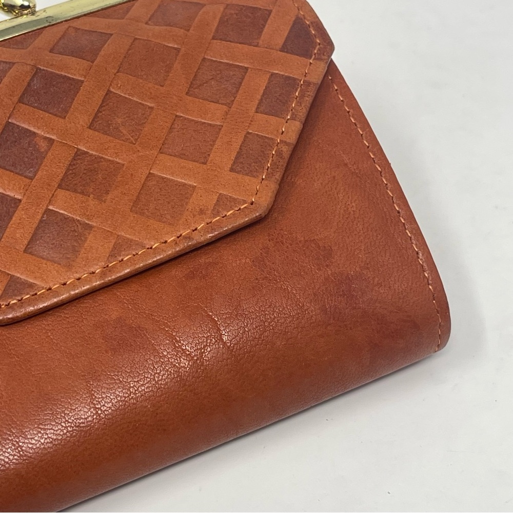 Prince Gardner Wallet Tan Brown Genuine Lambskin Leather Kiss Lock Coin Vintage - Picture 4 of 14